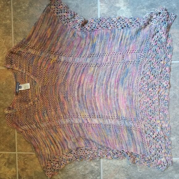 Democracy Crochet Knit Boho Poncho Top - Picture 6 of 6